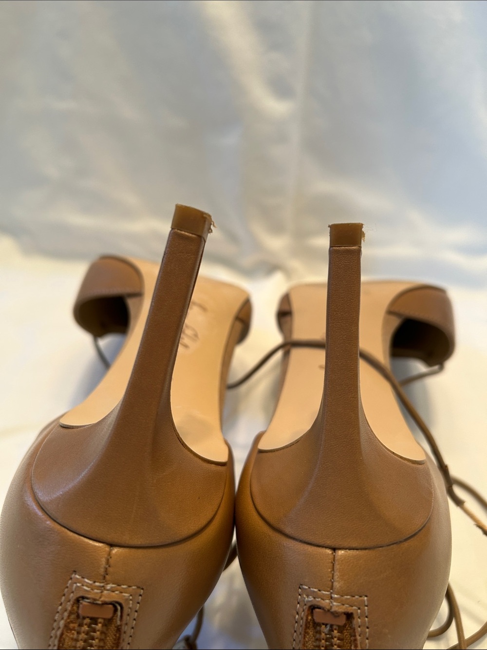 Sam Edelman Tan Lace-Up Pointed Toe Heels - Picture 6 of 7